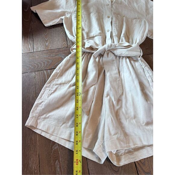 NWOT Abercrombie & Fitch Beige Linen Utility Linen Blend Romper Playsuit in Ston - Picture 9 of 12